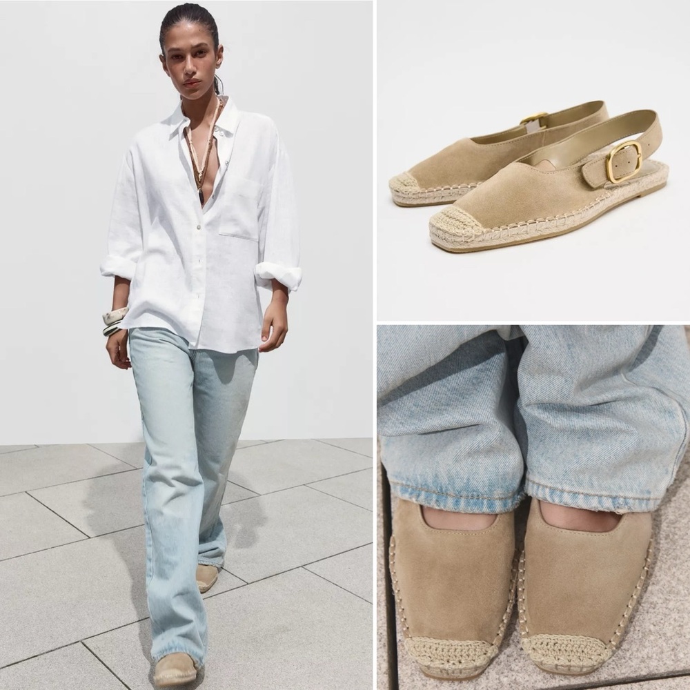 ZARA Suede Espadrille Slingbacks